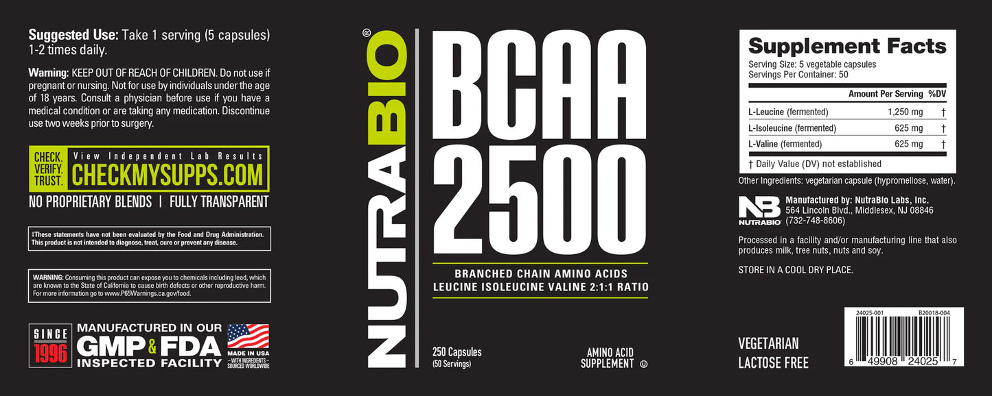 NutraBio BCAA 2500