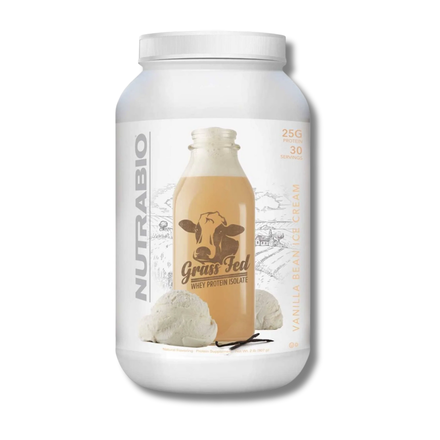 NutraBio Grass Fed Whey Protein Isolate - Vanilla Ice Cream