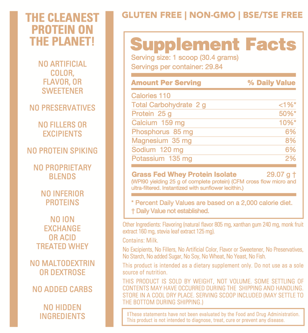 NutraBio Grass Fed Whey Protein Isolate - Vanilla Ice Cream