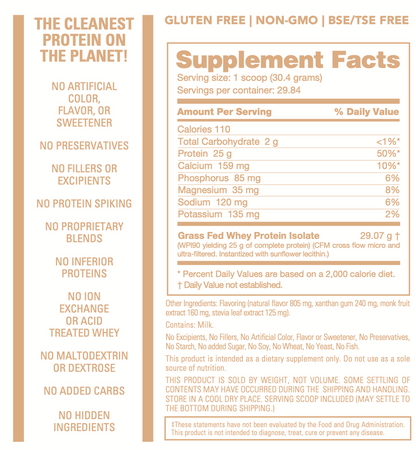 NutraBio Grass Fed Whey Protein Isolate - Vanilla Ice Cream