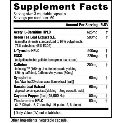 NutraBio Thermo Fuel V.9 - 180 Veg Capsules